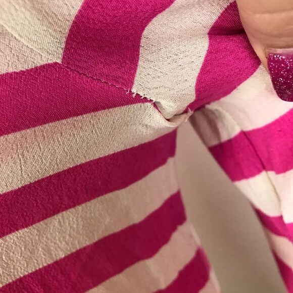 J. Crew Stripe Pink 3/4 Quarter Sleeve Blouse Top - Picture 2 of 6